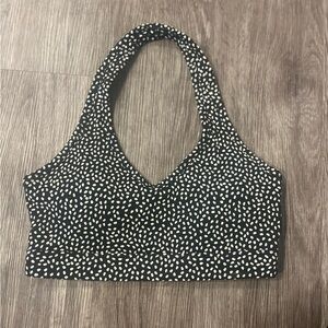 AOXJOX | Backless Padded Halter Workout Bra Top - Black Dot Print XSMALL